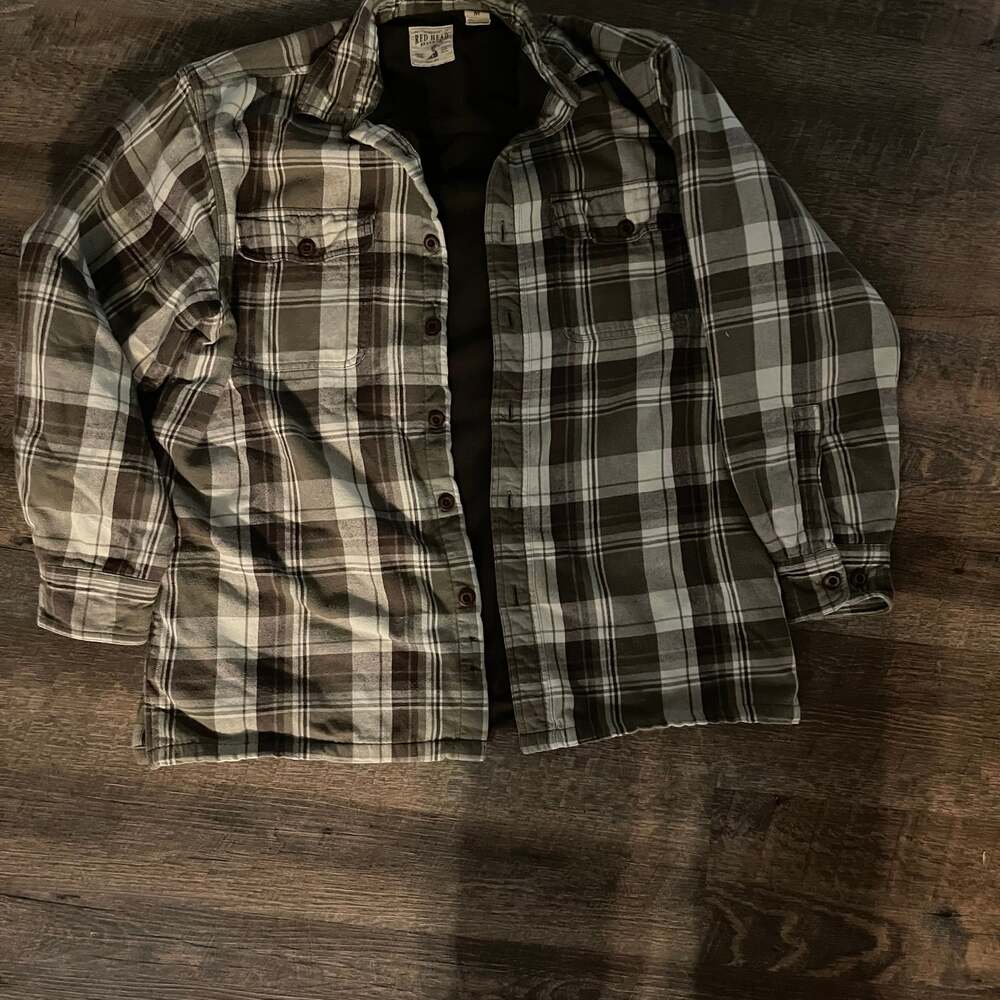 RedHead Men's Medium Fleece Lined Plaid Flannel Shirt Jacket